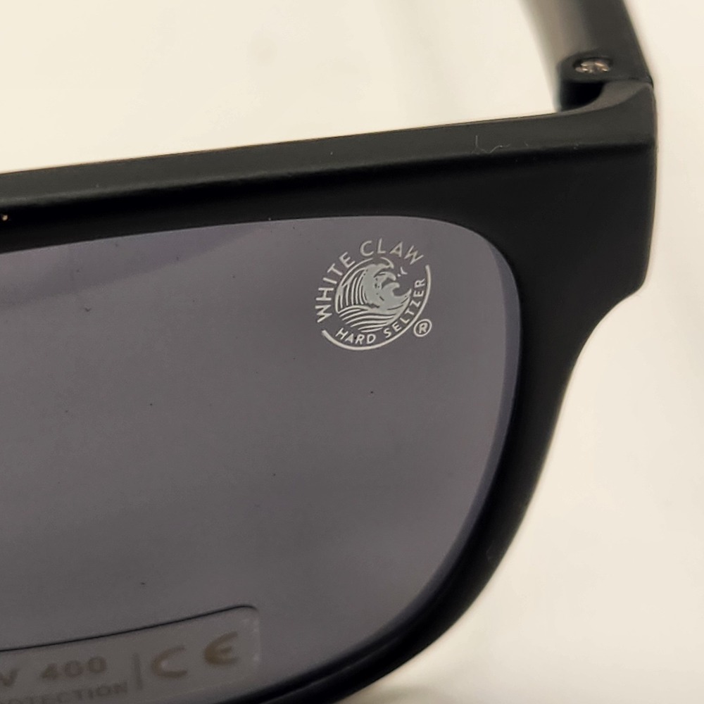 New White Claw Hard Seltzer Sunglasses UV 400 Protection Black Promo Logo